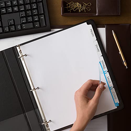 Image of Avery 5 Tab Dividers for 3 Ring Binder, Easy Print & Apply Clear Label Strip, Index Maker Customizable White Tabs, 4-Pack of 50 Sets, 200 Sets Total (11556)
