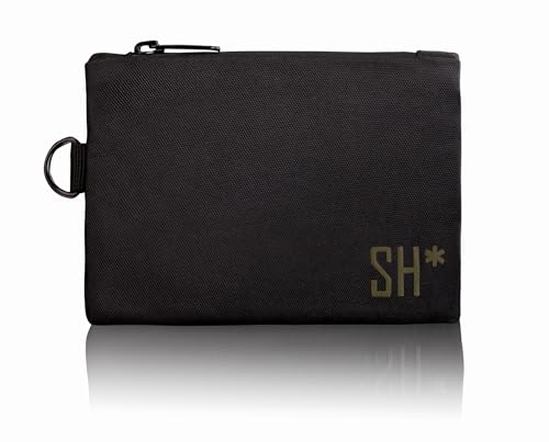 STASHIC Geruchsdichte Tasche – Taschenbeutel – Aktivkohle-Futter – geruchlose Aufbewahrung – SH*, Schwarz/Reißverschluss/grünes Logo, Geruchsdicht