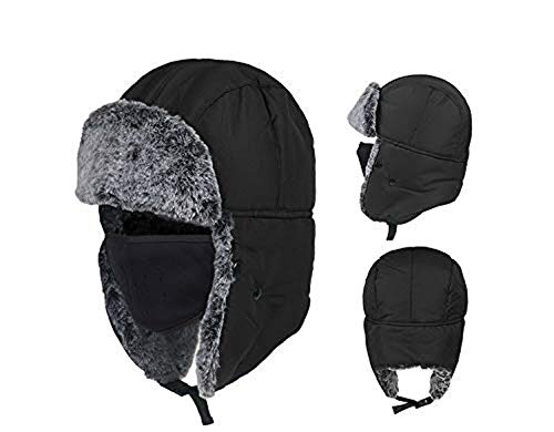 Femme Filles Homme Hiver Oreilles Casquette Bombardier Ushankar Russe Chapeau Trappeur Chaleureux Froid coupevent Fourrure Ski Neige Esquimau Cover