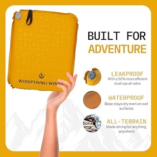 Whispering Winds Inflatable Seat Cushion - Comfortable Blow-up Foam Pad for Airplane, Travel, Stadium, Outdoors, Camping, Car & More