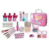 メイクキットこのパッケージには、ブラッシュ1個、アイシャドウ1個、グローアイシャドウ1個、プリンセスヘッドバンド1個、アイシャドウクリーム1個、口紅1個、リップグロス2個、マニキュア3個、ネイルファイル1個、ネイルセパレーター1個、メイクブラシ5個、1個が含まれていますコーム、パフ1個、パウダー1個、ステッカー1個、収納ボックス1個この化粧キットは、子供のすべてのニーズを満たしています 運用能力トレーニングメイクアップは、細かい操作が必要なアクティビティです女の子が自分の顔に化粧をしようとすると...