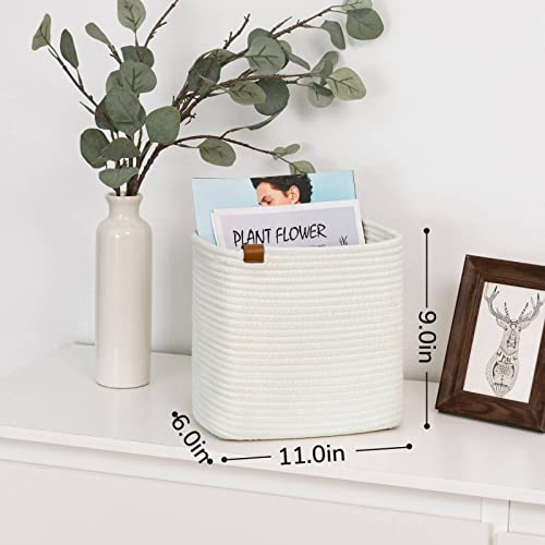 Goodpick Magazine Holder Soft Book Basket, White Cotton Rope Magazine File Holder To Store Books Newspaper And Record For Bathroom, Toilet, Living Room, Decorative Magazine Rack For Home Office #TOP2