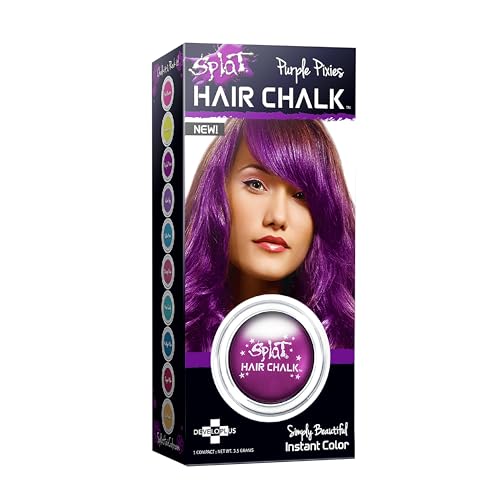 Splat Purple Pixies Hair Chalk, 1 Compact, Temporary Hair Color Glides on Easily for Fun Pops of Color, Washable Hair Color Chalk Shampoos Out, Cruelty Free & Vegan
