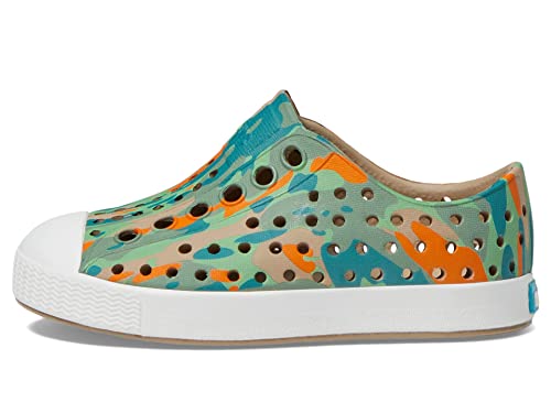 Native Shoes Kids Jefferson Sugarlite Print Slip-On Sneakers for Toddlers – Perforated Upper – EVA Outsole Flax Tan/Shell White/City EuCamo 4 Toddler M4