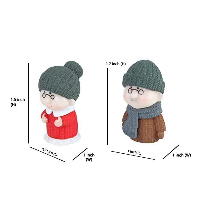 Image of Miniature Old Couple Figurine - PVC Miniature Statue for Garden Decor, Dollhouse Accessory & Unique Gift