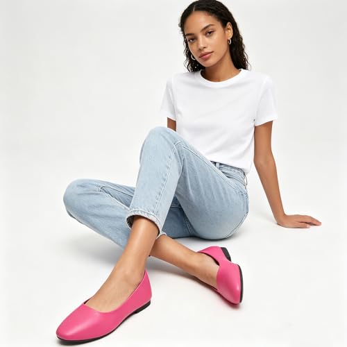 Image of Women's Ballet Flats Shoes Dress Slip on Shoes | PU Leather Teacher Business Casual Loafers Non Slip Low Heel Dressy