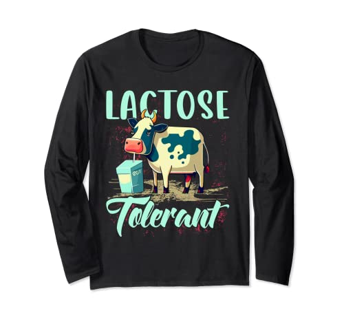 Lactose Tolerant Shirt Funny Cow T-shirt Lactose Intolerant Manga Larga