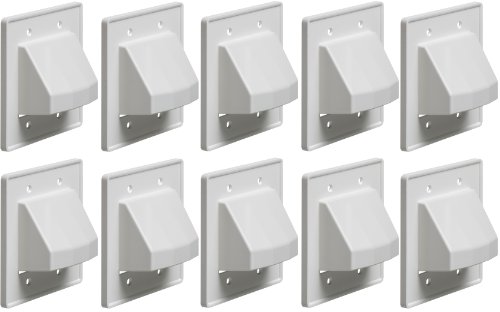 Arlington CE2-10 Recessed Low Voltage Cable Plate, 2-Gang, White, 10-Pack