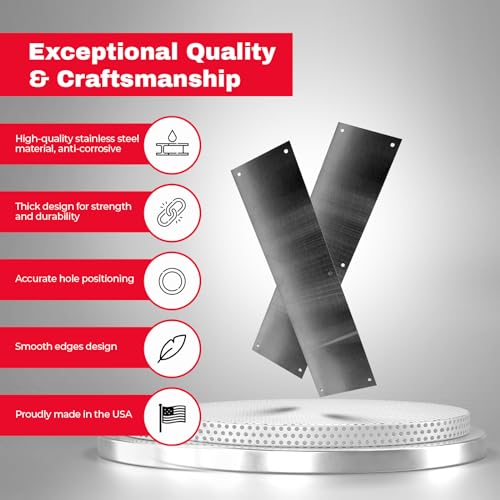 image for KRON - Door Push Plate, 4” x 16” Metal Plate with Screws for Wood 