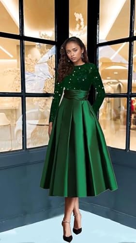 Long Sleeve Mother of The Bride Dresses Satin Sequins Prom Dress for Women2