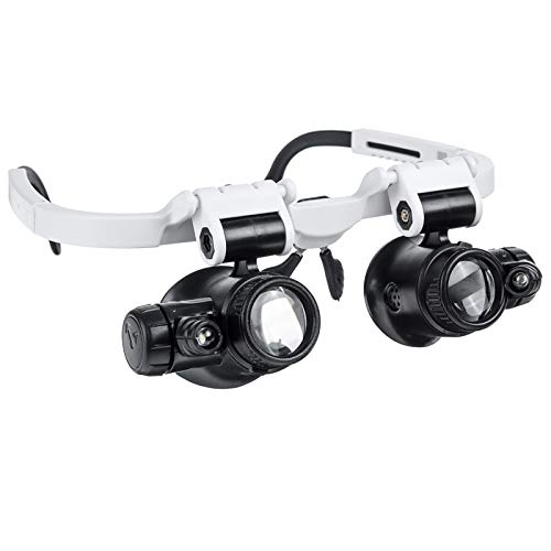 AXH Lupa de Diadema con Luz Led Lupa de Gafas Lupa Binocular con Lupa de Anteojos LED de 8X 15X 23X para Tasación de Joyas, Reparación Electrónica
