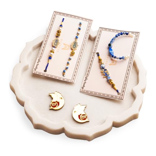 Image of Premium Handmade Designer Rakhi Set for Brother and Bhabhi Adjustable Couple Rakhi with Roli Chawal & Nariyal