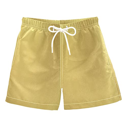 Shiny Gold Texture Paper Metal Golden Boys Swim Trunks Summer Drawstring Toddler Swim Board Shorts Quick Dry Little Boys Bathing Suit Beach Hawaii Vacation 6 Years