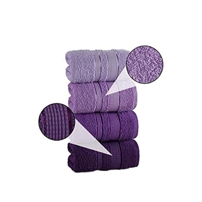 ClearloveWL Badetuch, 4-teiliges Handtuch-Set, Handtücher und Gesichtshandtücher, 100 % Baumwolle, super weich und sehr saugfähig (Farbe: Lila, Größe: 50 x 90 cm) – Bild 4