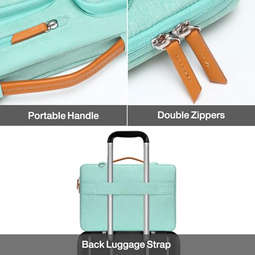Image of MOSISO 360 Protective Laptop Shoulder Bag,14 inch Computer Bag Compatible with HP Lenovo Dell ASUS Acer, HP, Dell Latitude, Lenovo,Side Open Messenger Bag with 4 Zipper Pockets&Handle, Aqua Green