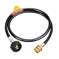 GasSaf 4FT Propane Hose, Propane Adapter Hose 1lb to 20lb Tank Connection for Weber Q Grills, Blackstone Griddles, Coleman Stoves, Buddy Heaters and More