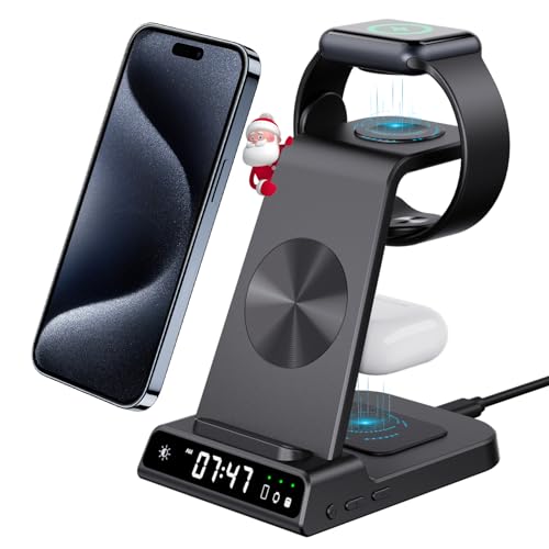 3 in 1 Caricatore Wireless iphone con Orologio