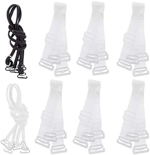 Rovtop 8 Pairs 45CM Invisible Transparent Adjustable Bra Straps- 6 Pairs Transparent Adjustable Straps and 2 Pairs Halter Bra Straps kit