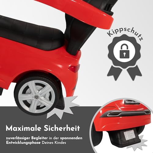 Lemodo Rutschauto rot ab 1 Jahr – Rutscherfahrzeug Kinderfahrzeug mit Schiebestange und Sicherheitsbügel, Rutscherauto mit Staufach und Sound-Lenkrad, Lizenziertes Kinderspielzeug von Mercedes – Bild 8