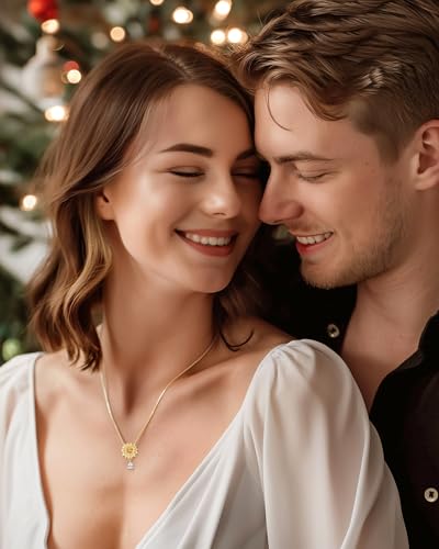 FANCIME Flower necklace Sterling Silver Spinning Pendant, You Are My Sunshine Fidget Rotatable Jewelry Birthday Christmas Gifts for Women Wife Her4