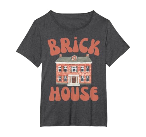 Brick House Retro 70's Vintage Style Costume Themed Funny T-Shirt, Women's Plus, Dark Heather Grey, 2X