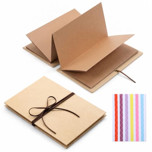 Mini Scrapbook 4.5x7 Inch Small Scrapbook Album with Brown Pages Scrapbooks with DIY Sticker Hardcover Memory Book Accordion Adventure Scrapbooks