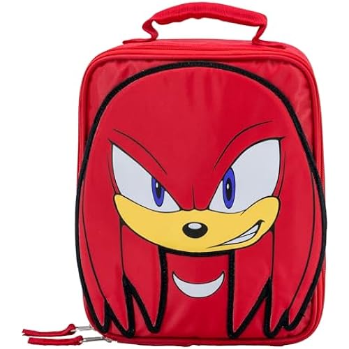 AI ACCESSORY INNOVATIONS Sonic The Hedgehog Insulated Lunch Box, Knuckles Mini Gaming Cooler with 3D Features and Top Padded Handle
