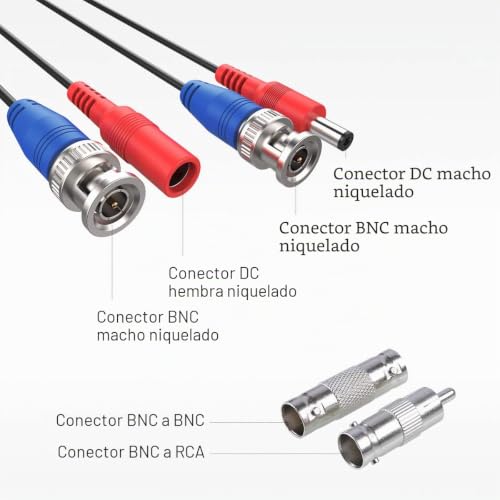 Cable videovigilancia SANNCE BNC RCA de 30m para kit de cámaras de seguridad y DVR CCTV 4