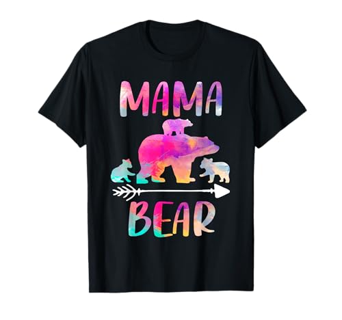 Oso a juego para la familia, divertido mamá oso tres cachorros Camiseta