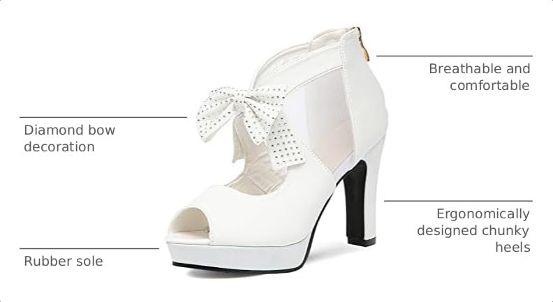 Image of GATUXUS Open Toe Women Platform High Heel Shoes Bows Strappy Sandals