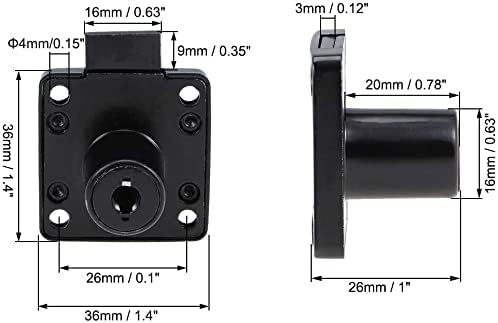 Drawer Cabinet Lock 16mm Diameter 20mm Length Cylinder Keyed Alike, Zinc Alloy