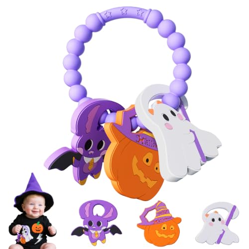 Halloween Baby Teething Toys, Teether Ring for Infant Halloween Basket Gift