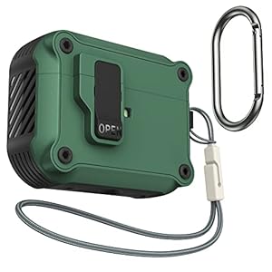 SURPHY Armor Case ontworpen voor AirPods Pro 2 Case & AirPods Pro Case met slot, verbeterde pop-up met sleutelhanger en koord, schokbestendige robuuste beschermhoes voor AirPods Pro / Gen 2 (Lock Green)