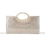 SUKUTU Elegantes bolsos de mano de noche para mujer, bolso bandolera brillante adornado con pedrería y una cadena, ideal para bodas y recepciones de gala
