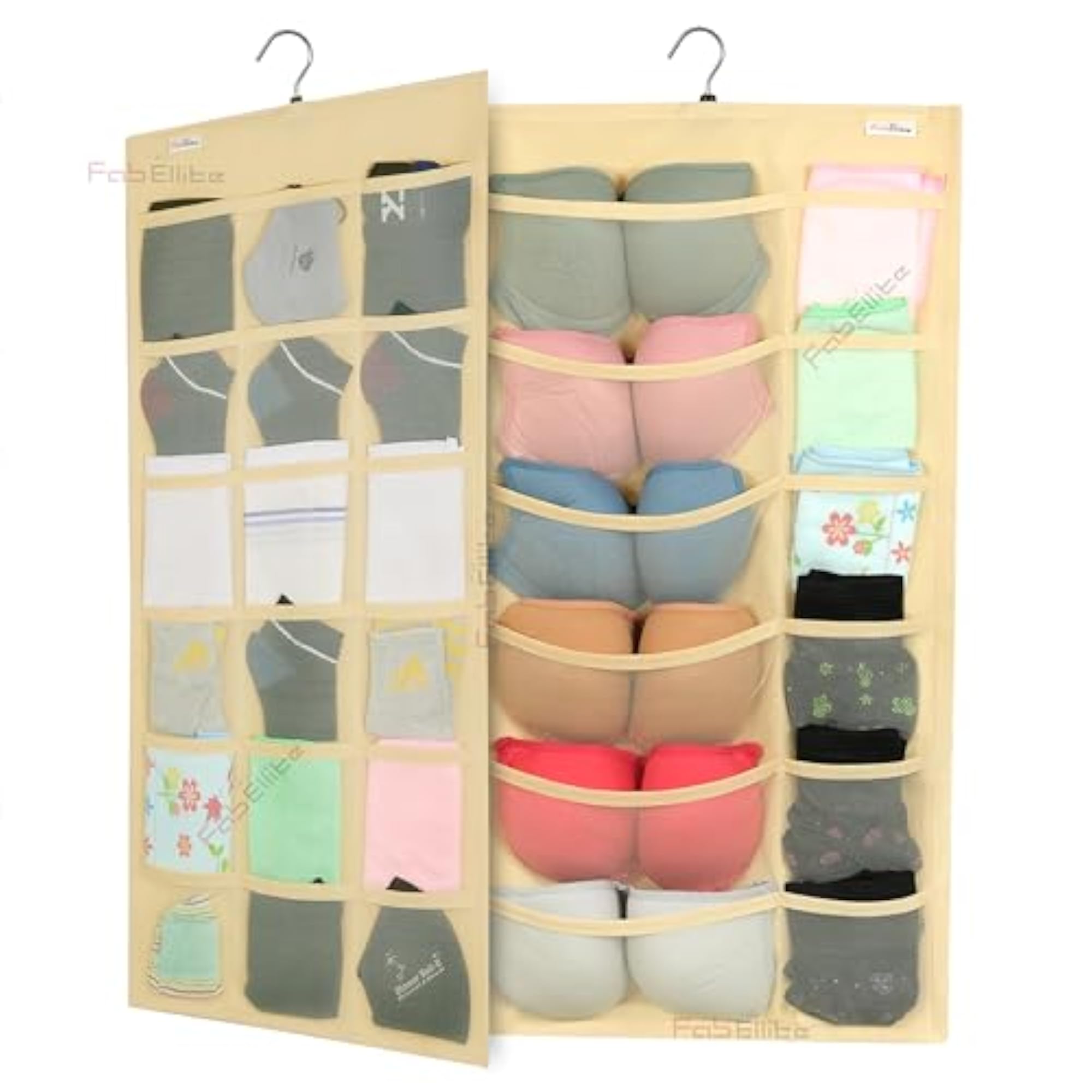 Double Sided Hanging Organizer with 30 Clear Pockets