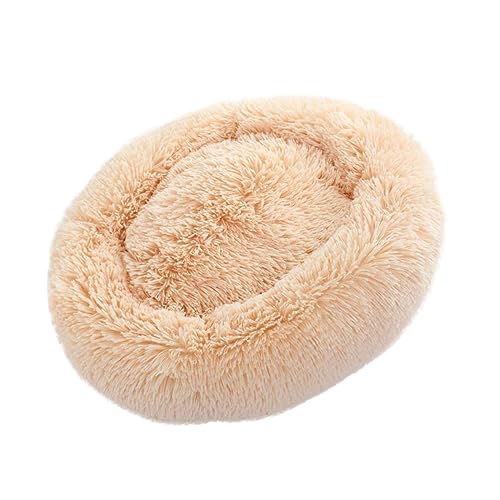 Kisangel Luxus Haustier Bett Runde Donut Katze Hund Kissen Selbst-erwärmung Funktion Größe Beige
