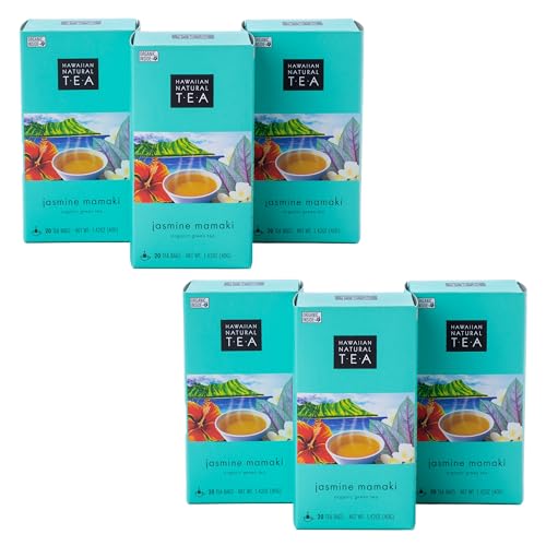 Image of Hawaiian Natural Tea Organic Mamaki Jasmine Green Tea Blend - Antioxidant-Rich, Calming, Wellness Tea for Bedtime, Anxiety & Stress - Gift for Tea Lovers - 120 Tea Bags