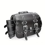 Bolsa Trasera Moto Alforja Universal Retro Para Motocicleta Color Negro Y Marrón De Gran Capacidad, Para Guardar Herramientas Y Resistente Al Agua(Black)