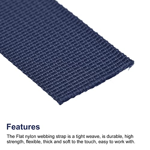 Image of MECCANIXITY Flat Nylon Webbing Strap 1 Inch 10 Yards Dark Blue for Backpack, Luggage-rack