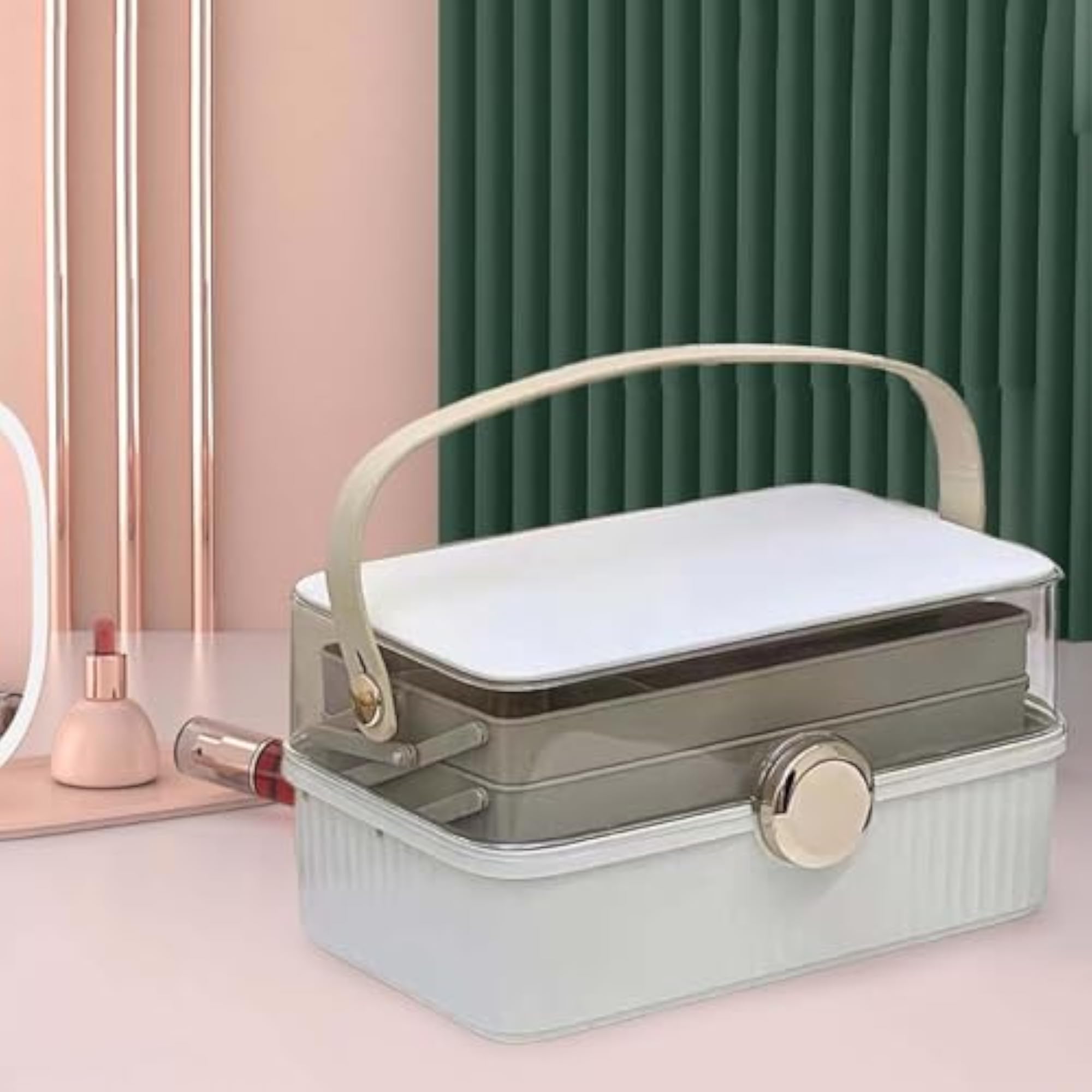 Makeup Train Case, Portable Beauty Cosmetic Box for Jewelry
