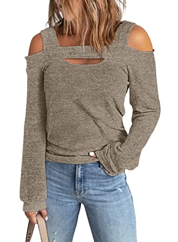 Image of Women Blouses and Tops Black White Colorblock Bell Sleeve Cold Shoulder Top Shirt