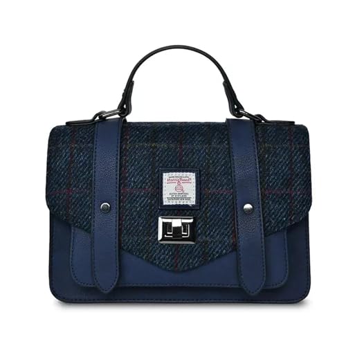 Islander Bolsa grande Harris Tweed, Navy Overcheck, 28cm x 19cm x 9cm