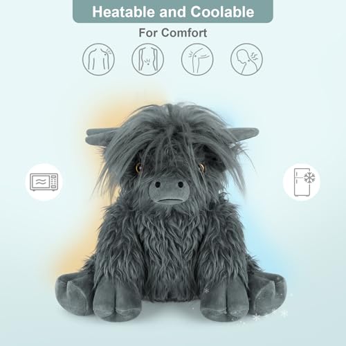 SuzziPals Heatable & Coolable Highland Cow Stuffed Animal, Microwavable Heating Pad for Soothing & Relaxation, Black Cattle Plushies for Stress Relief, Lavender Scented Stuffed Cow Gifts by SuzziPals - Image 2