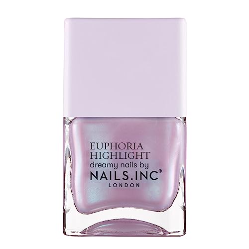 Nails Inc Euphoria Highlight, That Euphoria Life, Lilac Shimmer, No Chip, Long Lasting, Quick Dry, Air Dry, Professional Manicures & Pedicures, Fingernails & Toenails, Vegan Nail Polish, 14 ML
