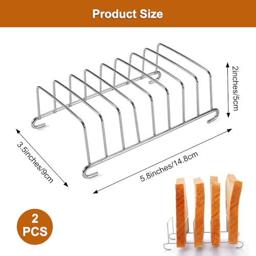 2 Stück Toastständer Edelstahl Toast Rack, Toastständer für Heißluftfritteuse, Silber Toast Rack Brothalter, 8-Scheiben-Gitter-Toast-Halter Toasthalter für Airfryer für Brotregal Esszimmer Zubehör