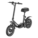 Gotrax A3 Electric Scooter with Seat for Adults, 350W Motor, 15.5MPH Top Speed, Max 9.5 Miles Range, 12' Pneumatic Tire and Height Adujustable Seat, Lightweight and Foldable for Commuting (Black)