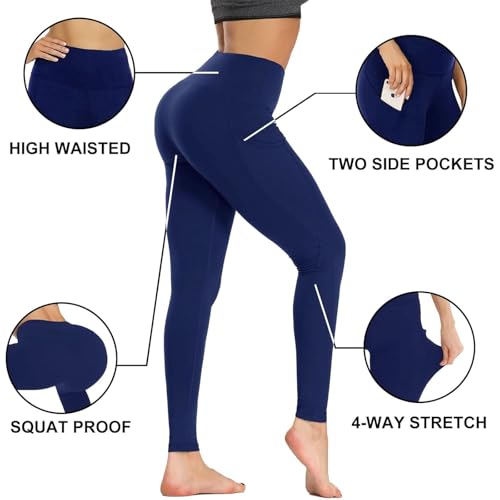 GAYHAY High Waist Yoga Pants with Pockets, Leggings for Women Tummy Control Compression Workout Leggings for Women