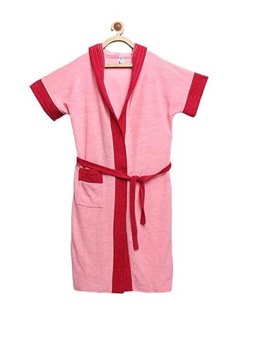 ELEVANTO Unisex Hooded Bathrobe for Boys - Girls(PINK-RANI)