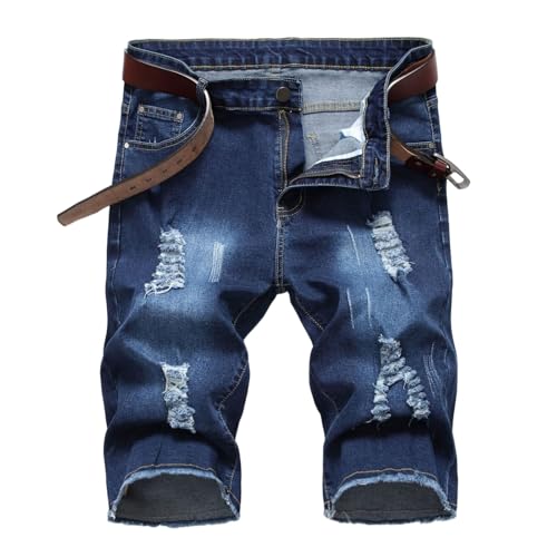 Short en jean stretch homme coupe droite style délavé avec poches