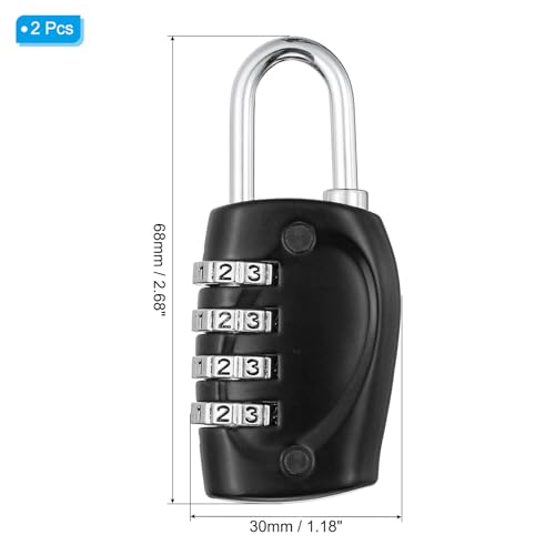 Image of PATIKIL Combination Lock, 2Pcs 4 Digit Outdoor Padlock Waterproof Locker Lock for Luggage Suitcase, Gym Locker, Fence, Filing Cabinets, Toolbox, Gate, Black